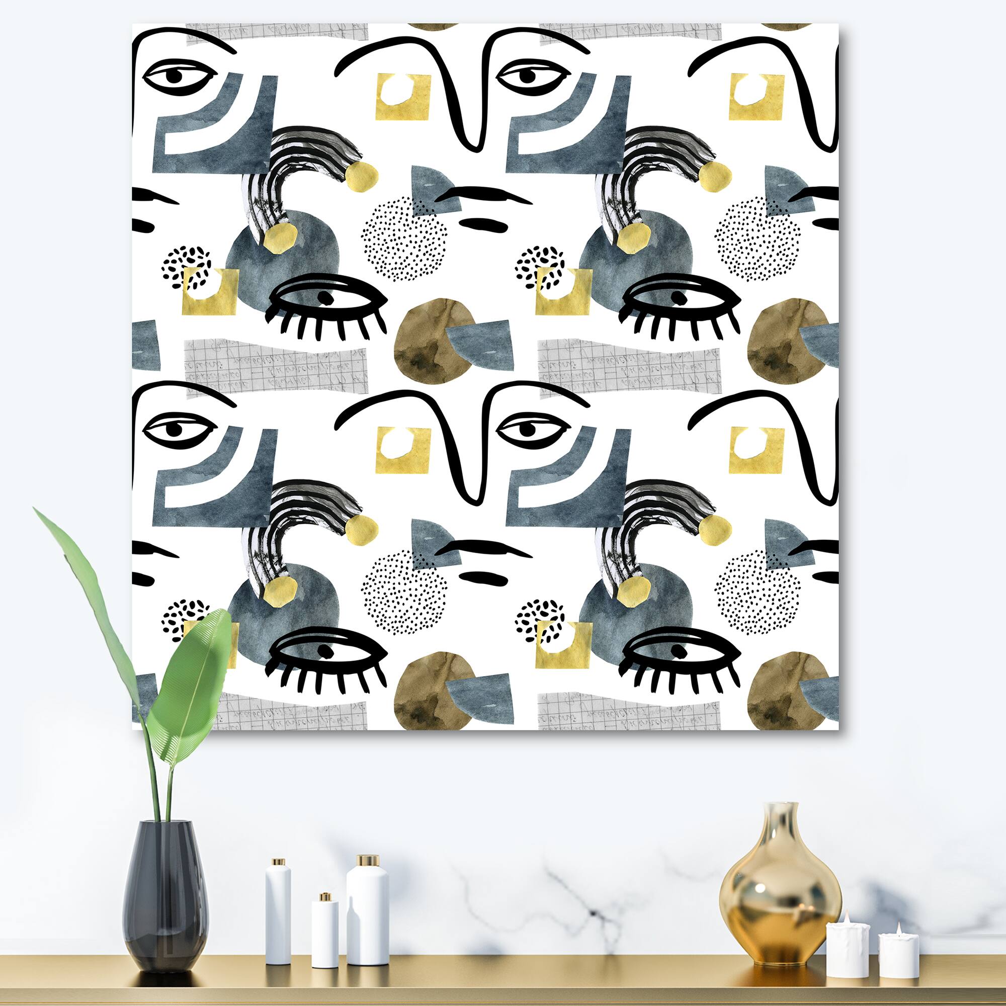 Designart - Collage of Eyes & Doodles In Contemporary Style I